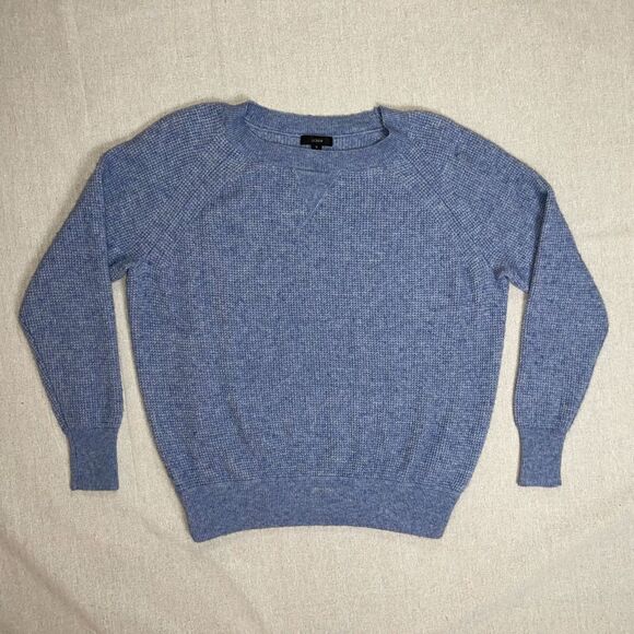 J. Crew | Light Blue Waffle Knit Wool & Alpaca Blend Crewneck Sweater - Small - Picture 1 of 9